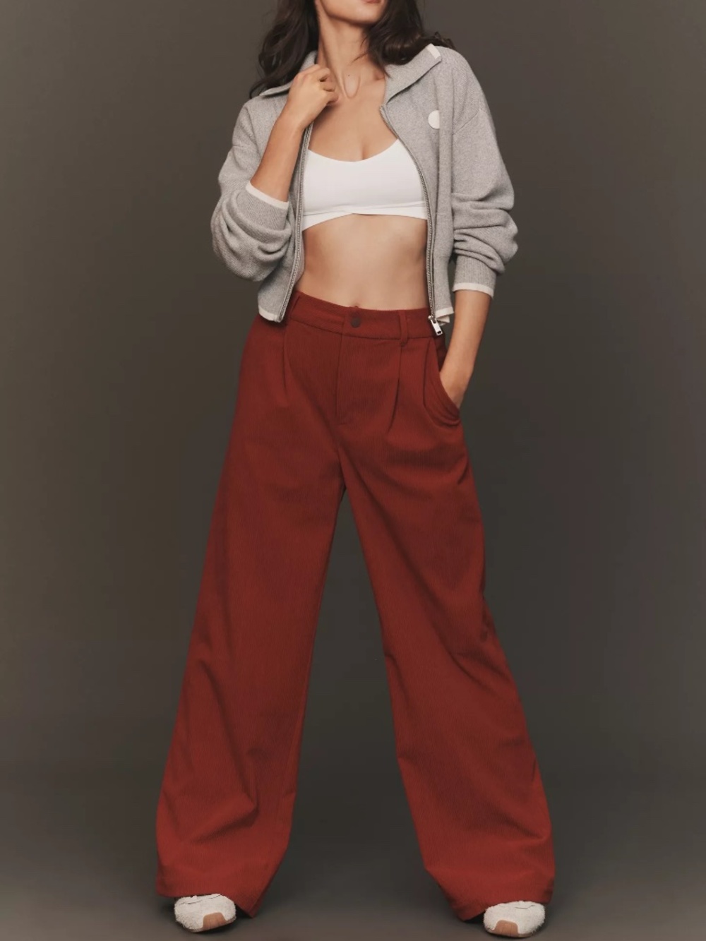 Anthropologie Varley Floris Wide-Leg Pants Comfy w/ Elastic Waist RED DAHLIA nwt
